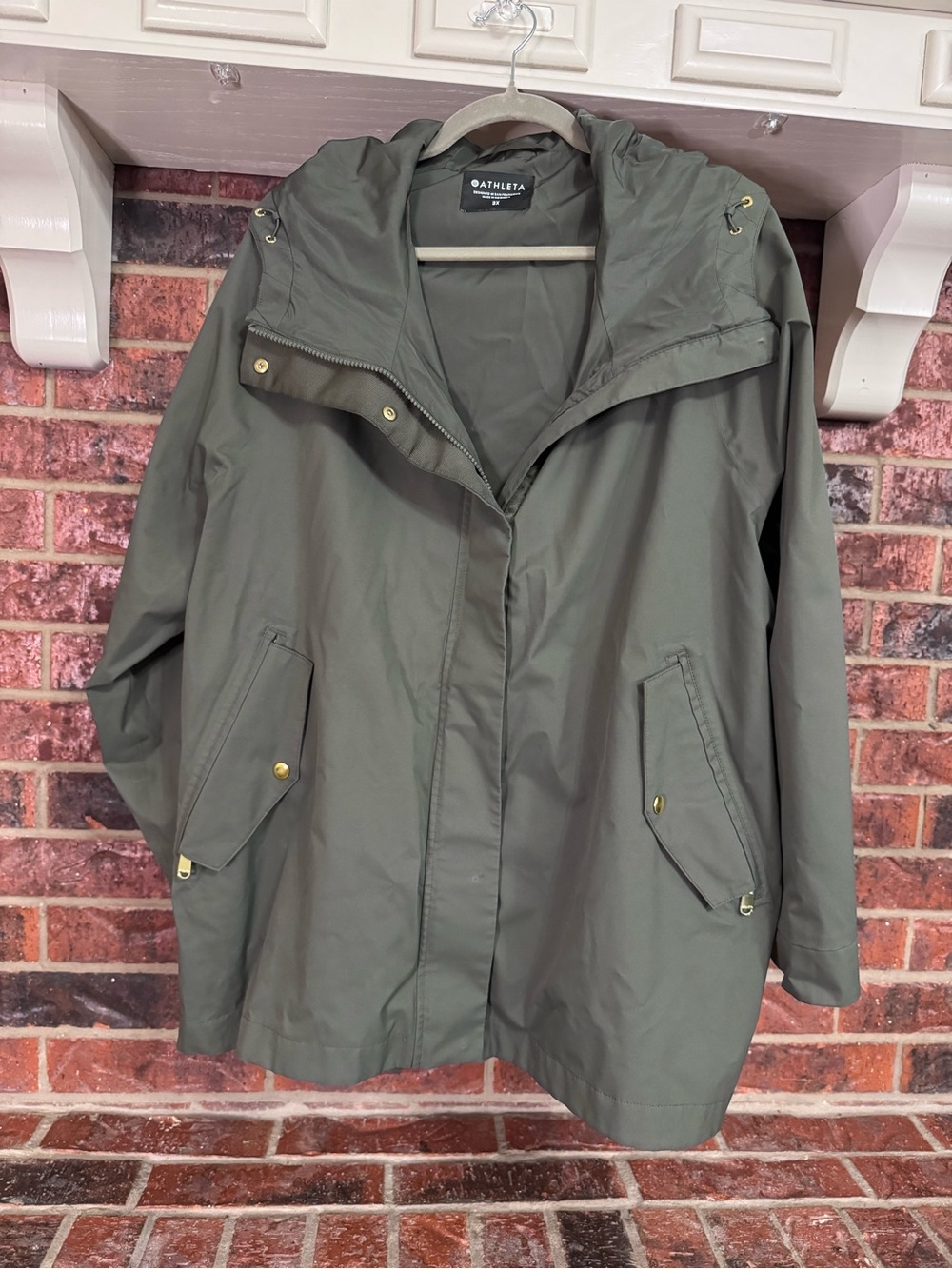 Athleta Sutro Jacket Hooded Full Zip Rain Coat Mountain Olive Green Plus Size 3X